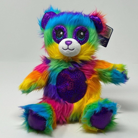 Build A Bear 9" Plush Color Craze Fluffy Rainbow Panda Bear BABW Shimmery Eyes - Picture 14 of 16
